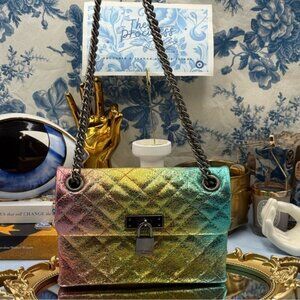 🆕 KURT GEIGER LONDON 🧿 NWOT Mini Brixton Lock Leather Shoulder Bag, Rainbow